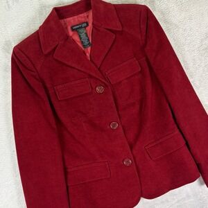 Kenneth‎ Cole New York Women's Petite Blazer Size 4P Burgundy Corduroy